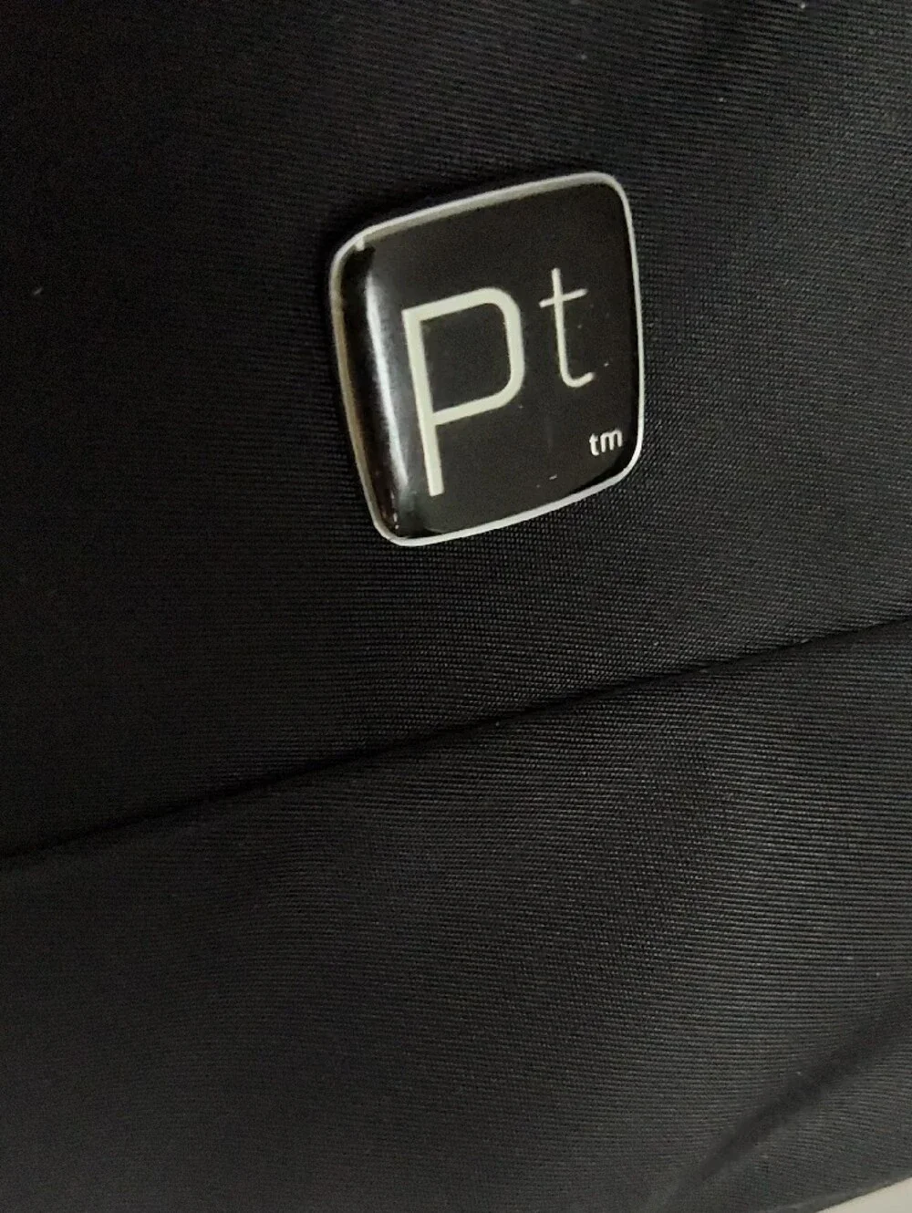 Pt Men's Black Nylon Laptop Briefcase with Shoulder Strap And Luggage Connector